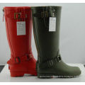 Buckle Red Rubber Womens Rain Boot For Ladies Size 36 With Heel